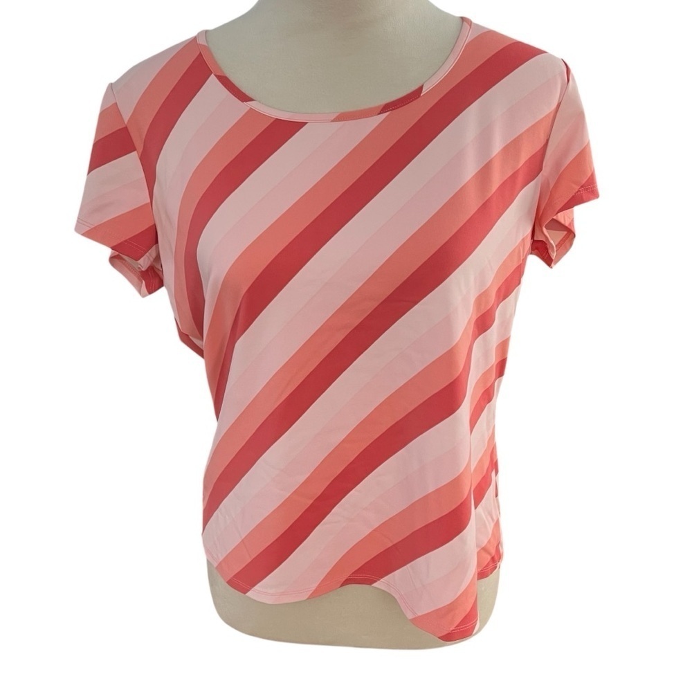 Apostrophe Stretch Striped Pink Peach Women's Top XL fits like Large
